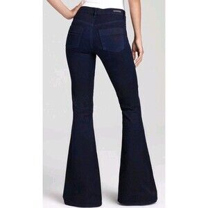 Citizens of Humanity Women’s Angie Super Flare Jeans Navy Blue Distressed Sz 28